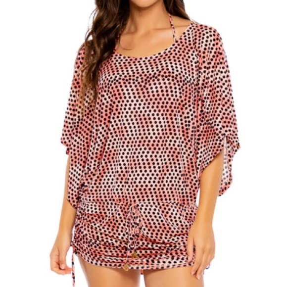 Luli Fama Beachwear Glam Lovin’ South Beach Dress Cover Up Romper Coral Small - Picture 1 of 16